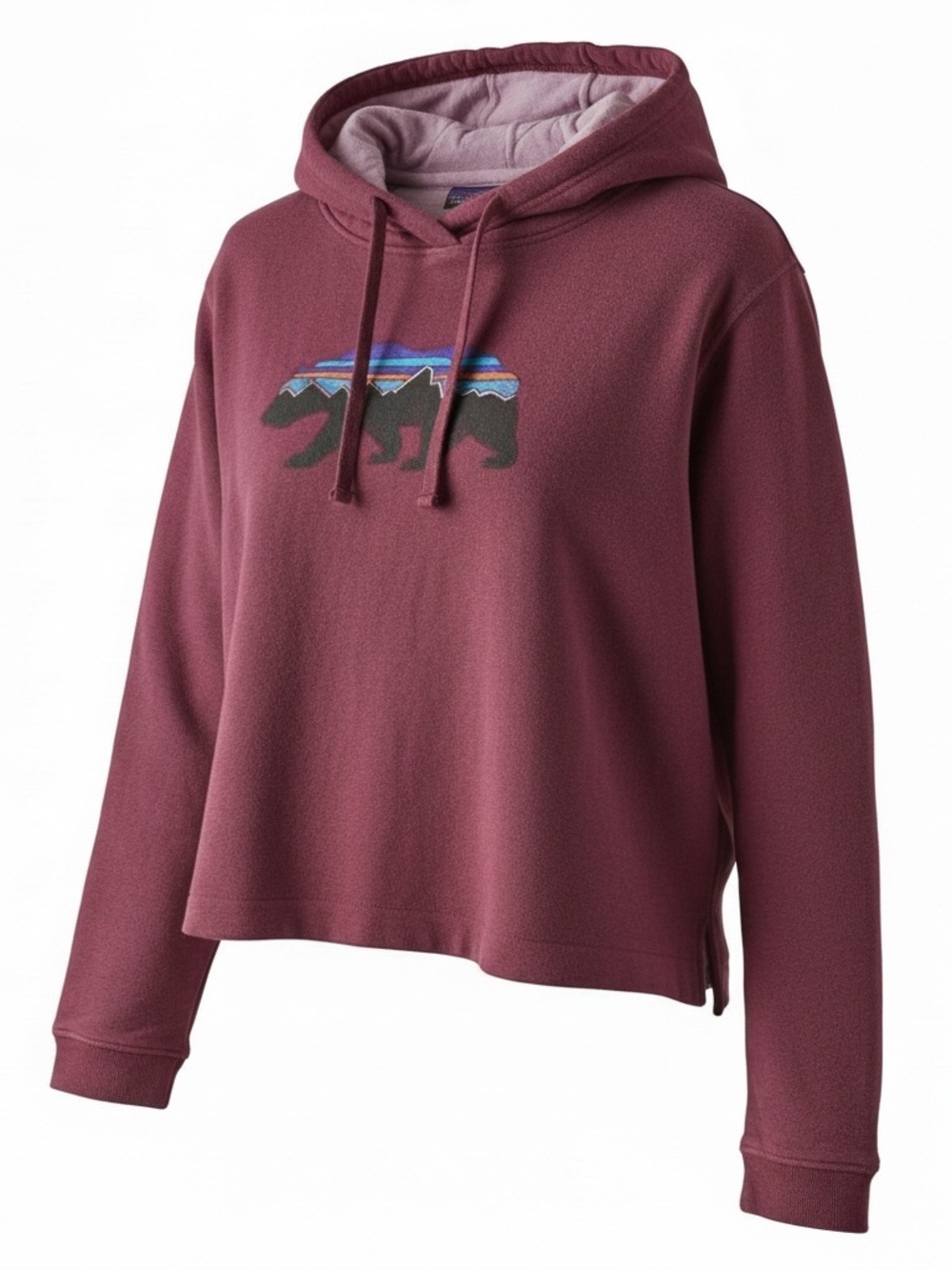 Patagonia Burgundy Bear Graphic Uprisal Hoodie Size Large